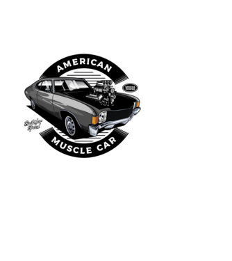 american muscle car minta fehér pólón