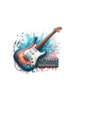 gitár minta fekete pólón