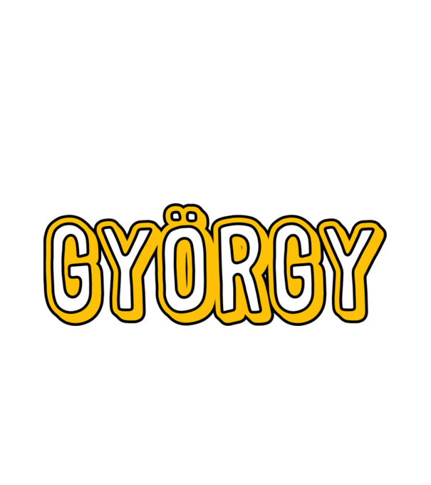 György minta fehér pólón