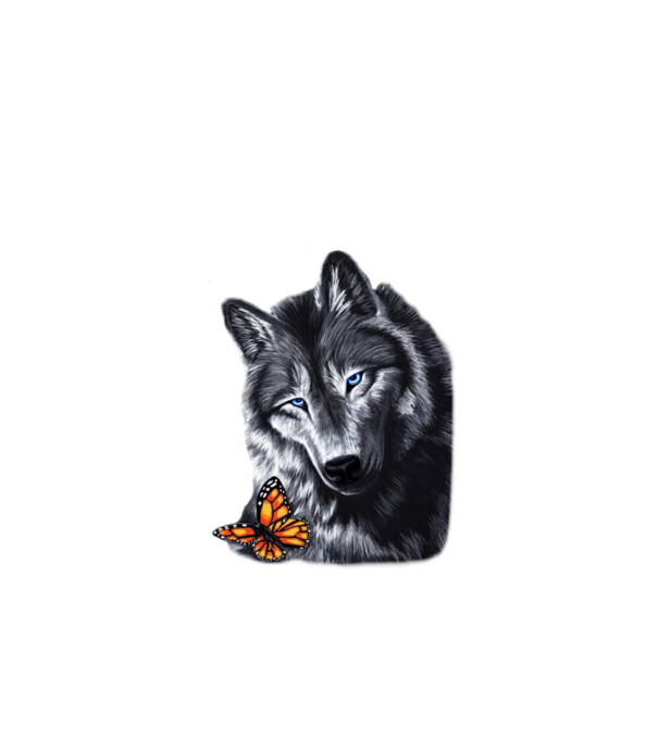 Wolf and butterfly minta fekete pólón