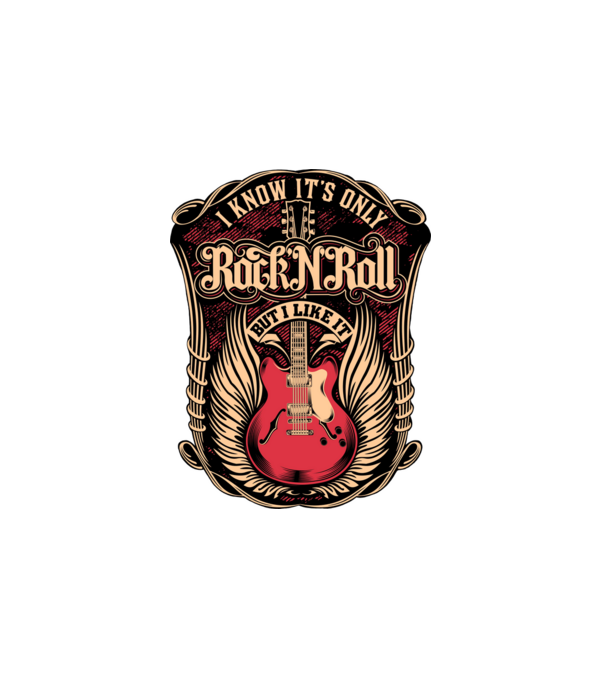 rock n roll minta fehér pólón