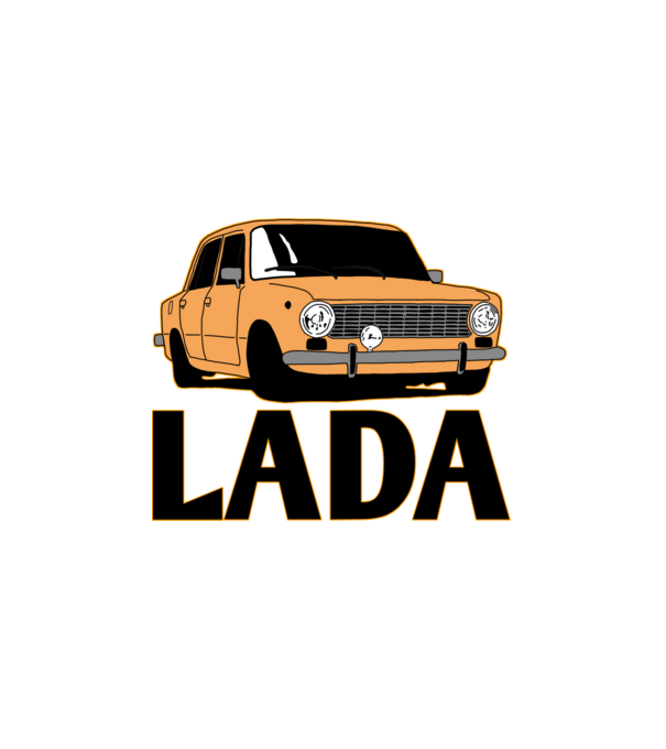 Lada minta fehér pólón