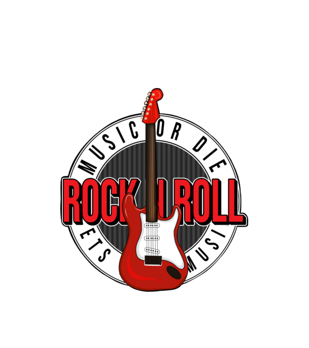 Rock and roll minta fehér pólón