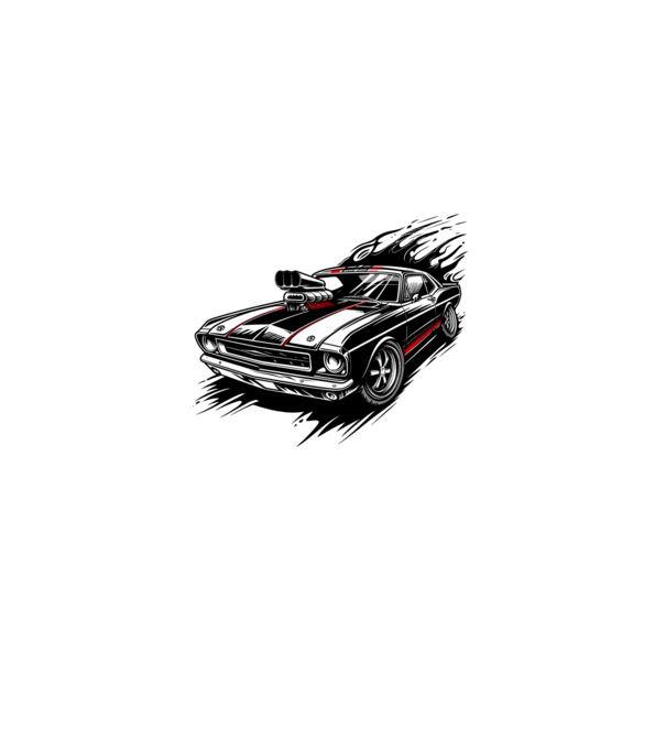 Muscle car minta szürke pólón