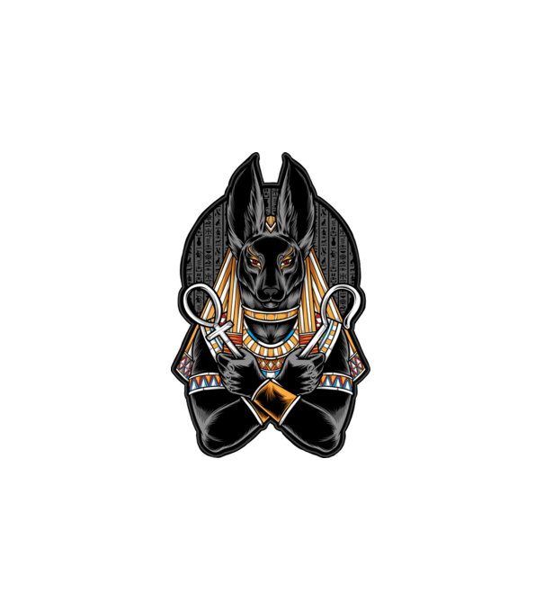 Anubis minta fehér pólón