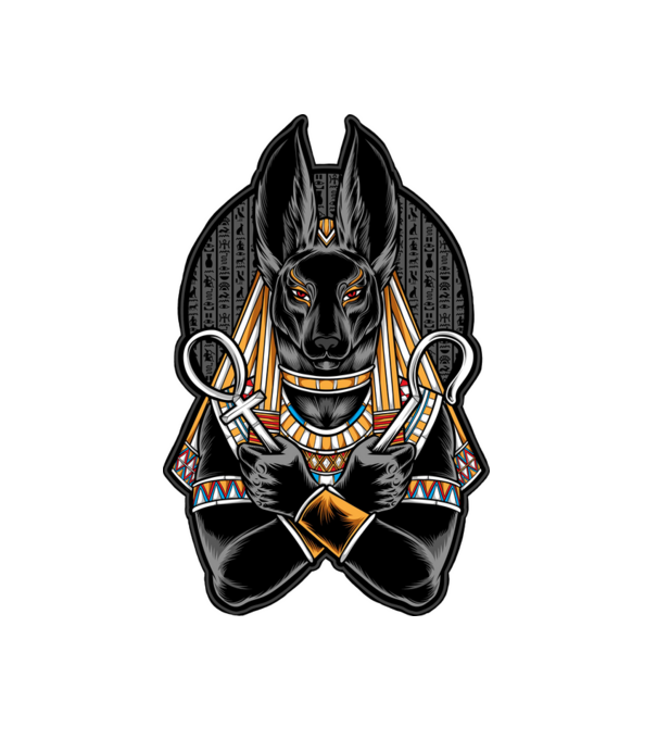 Anubis minta fehér pólón
