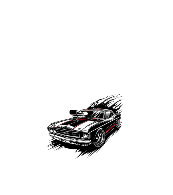 Muscle car minta fehér pólón