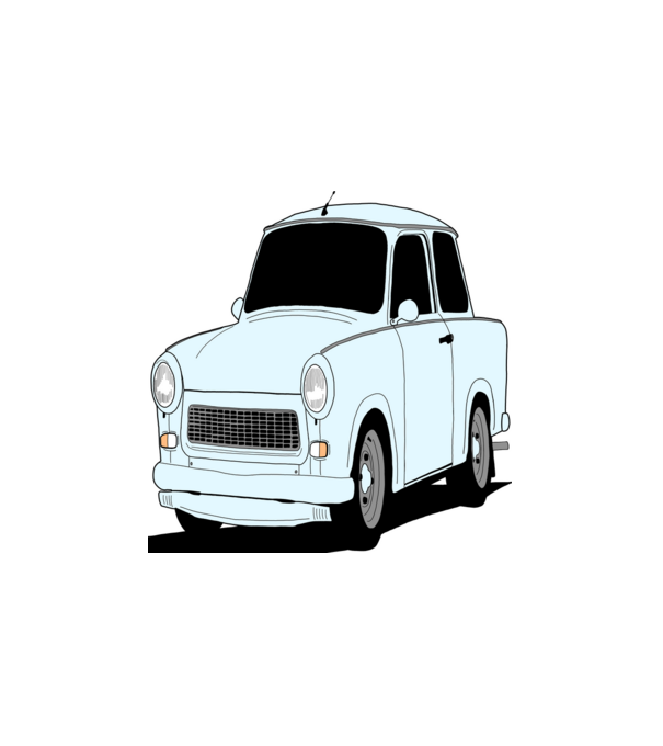 Trabant minta fehér pólón