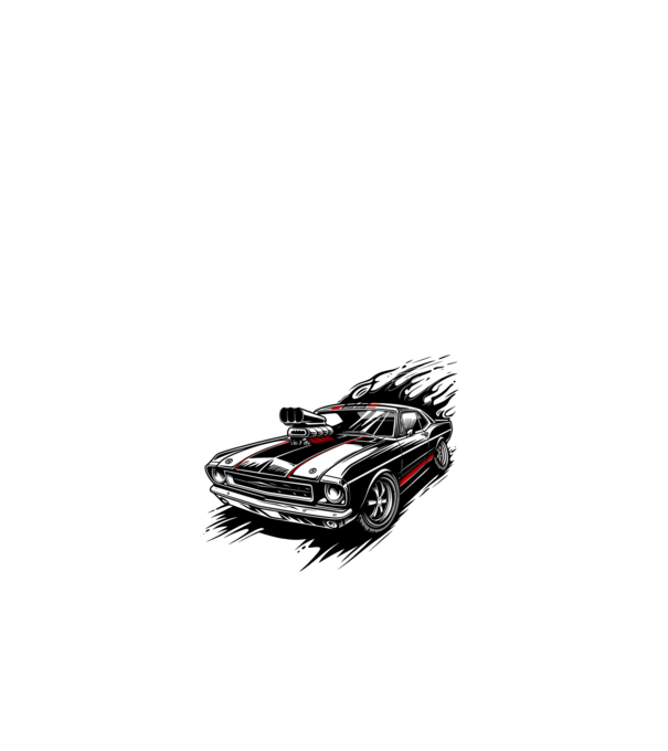Muscle car minta fehér pólón