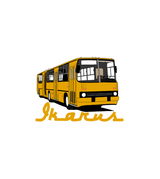 Busz  minta fehér pólón