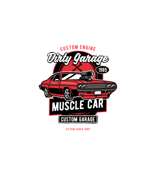 muscle car minta fehér pólón