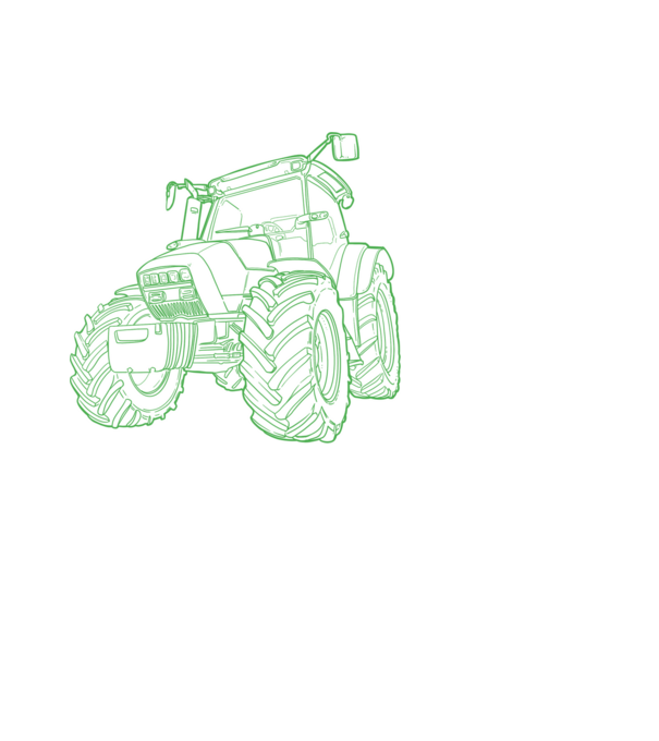 Traktor minta fehér pólón