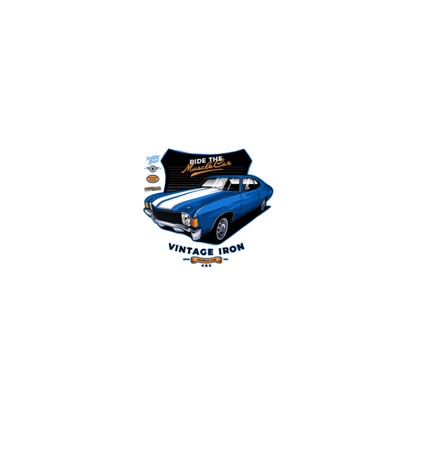 muscle car minta farmerkék pólón