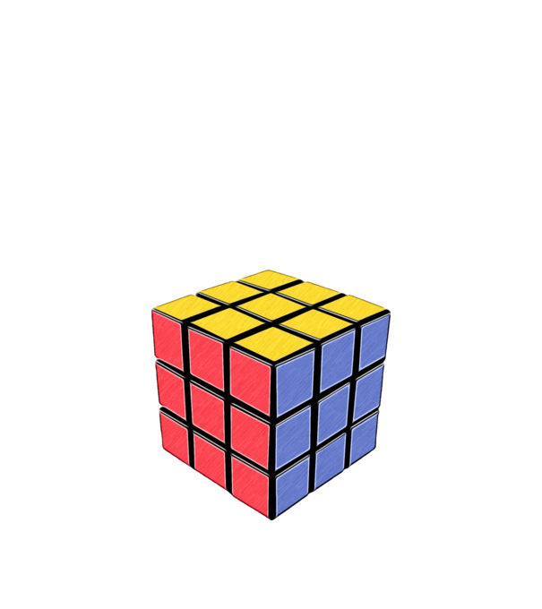 Rubik kocka minta fehér pólón