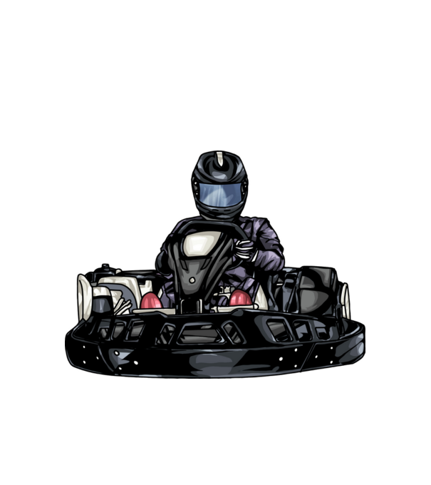 Gokart minta fehér pólón
