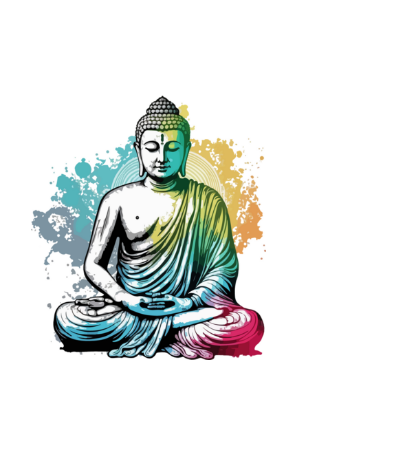 Buddha minta fehér pólón
