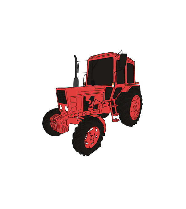 Traktor minta fehér pólón