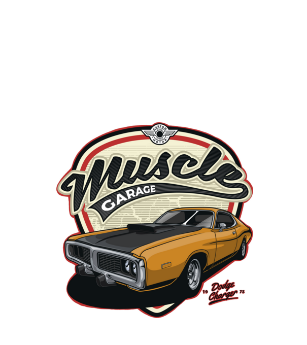 muscle car minta fekete pólón