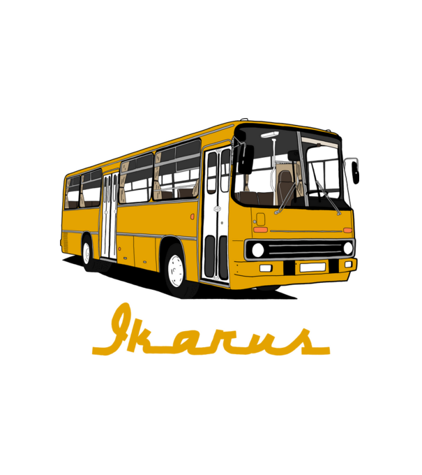 Busz minta fehér pólón