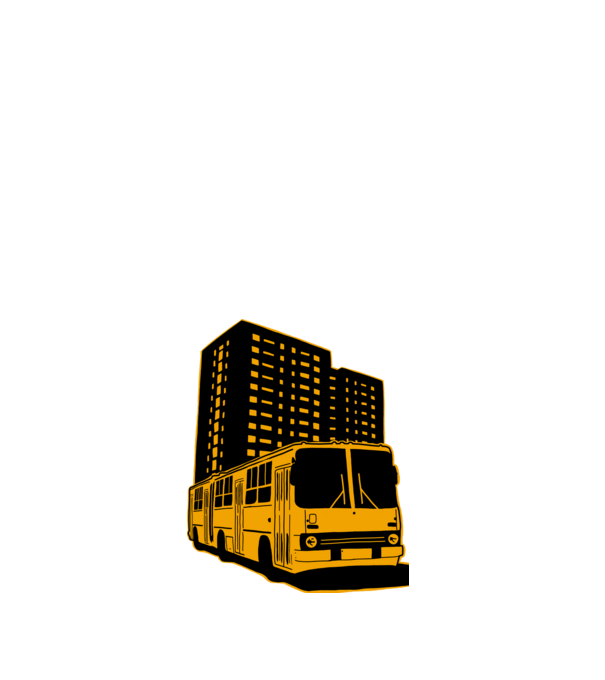 Sárga busz minta fehér pólón