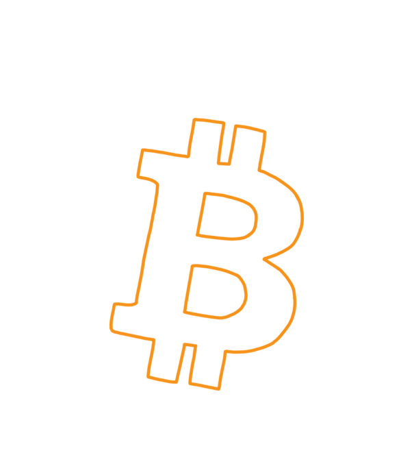 Bitcoin minta fehér pólón