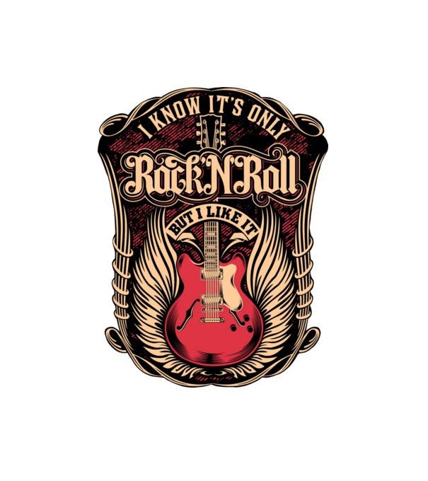 rock n roll minta fehér pólón