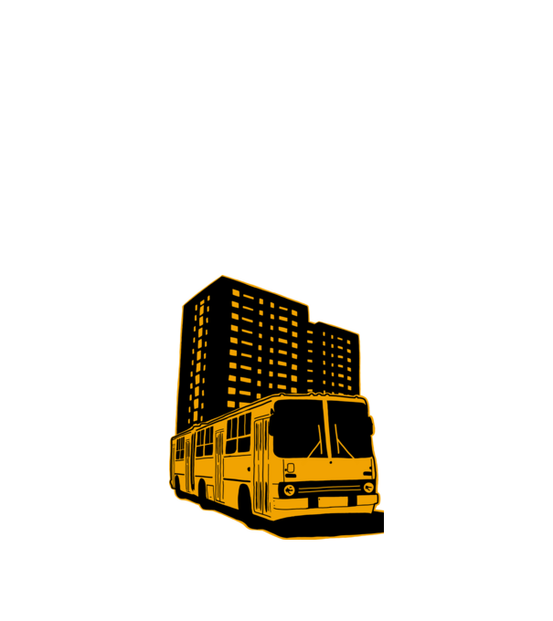 Sárga busz minta fekete pólón