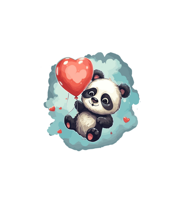 Panda minta fehér pólón