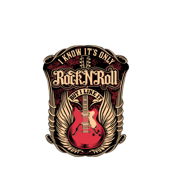rock n roll minta fehér pólón