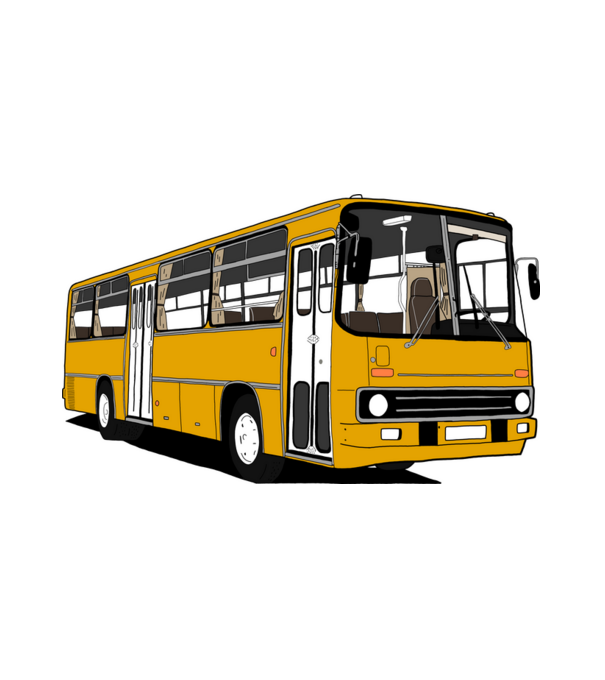 Busz minta fehér pólón