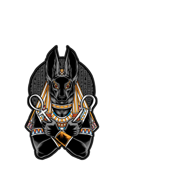 Anubis minta fehér pólón