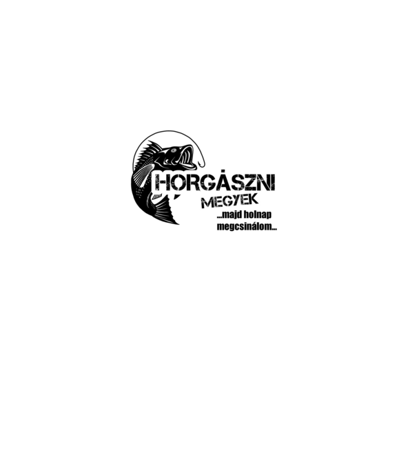 Horgászni megyek  minta fekete pólón