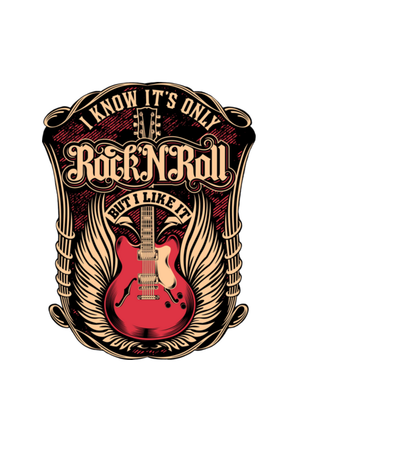 rock n roll minta fekete pólón