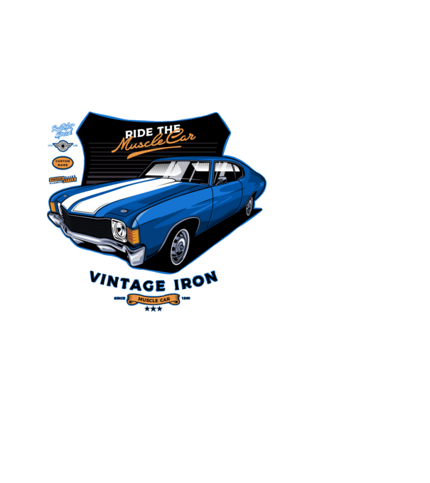 muscle car minta fekete pólón