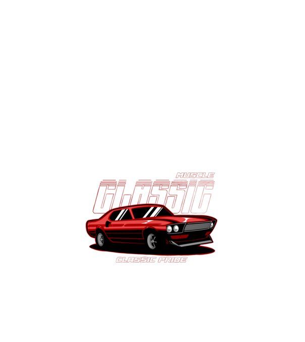 Muscle car minta fehér pólón