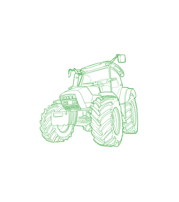 Traktor minta fehér pólón