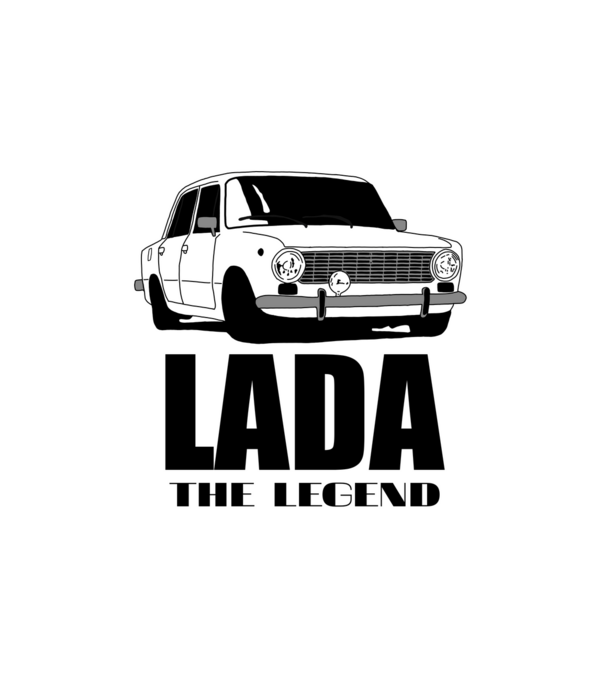Lada minta fehér pólón