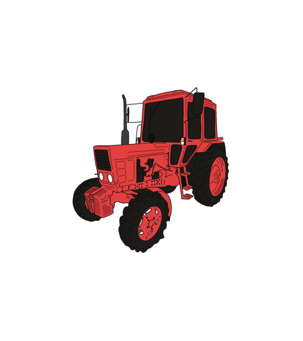 Traktor minta fehér pólón