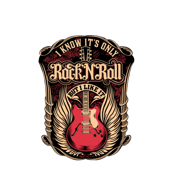 rock n roll minta fehér pólón