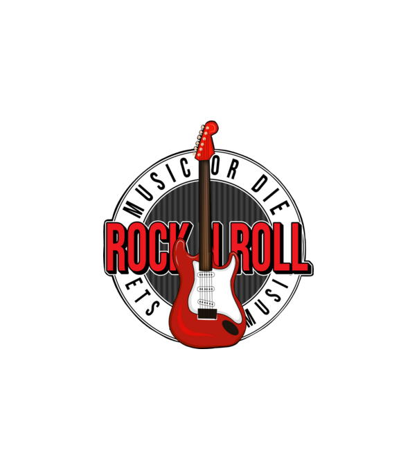 Rock and roll minta fehér pólón