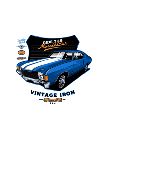 muscle car minta fehér pólón