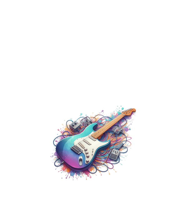 gitár minta fehér pólón