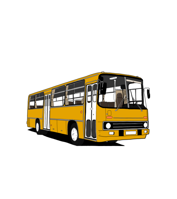 Busz minta fehér pólón