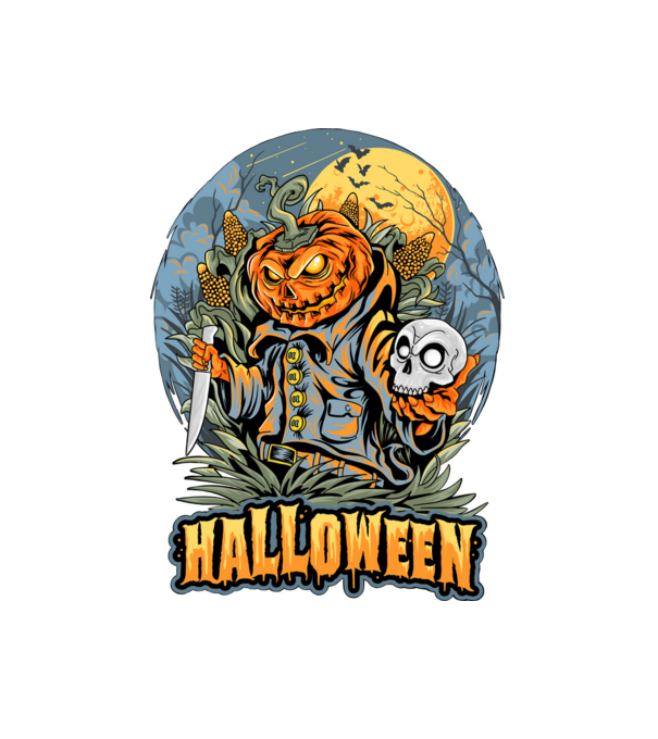 halloween minta fehér pólón