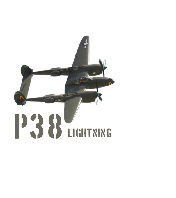 P38 LIGHTNING minta fekete pólón