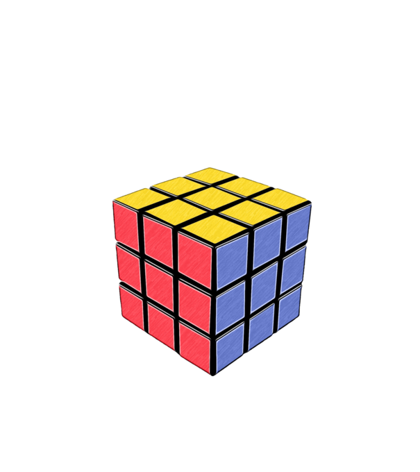 Rubik kocka minta fehér pólón