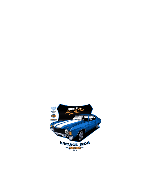 muscle car minta fehér pólón