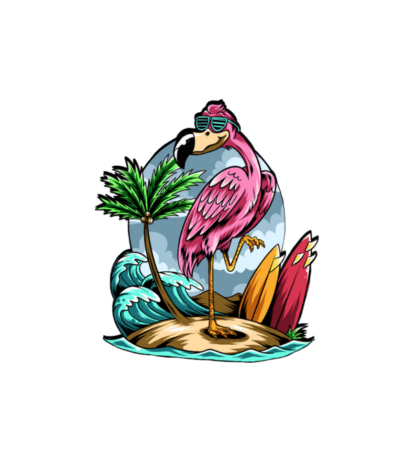 flamingo minta fehér pólón