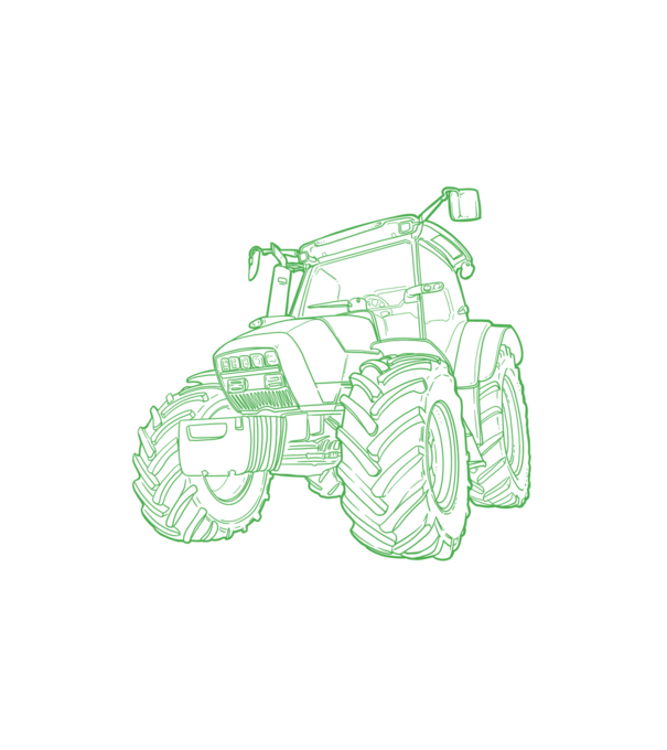Traktor minta fehér pólón