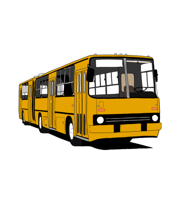 Busz minta fehér pólón